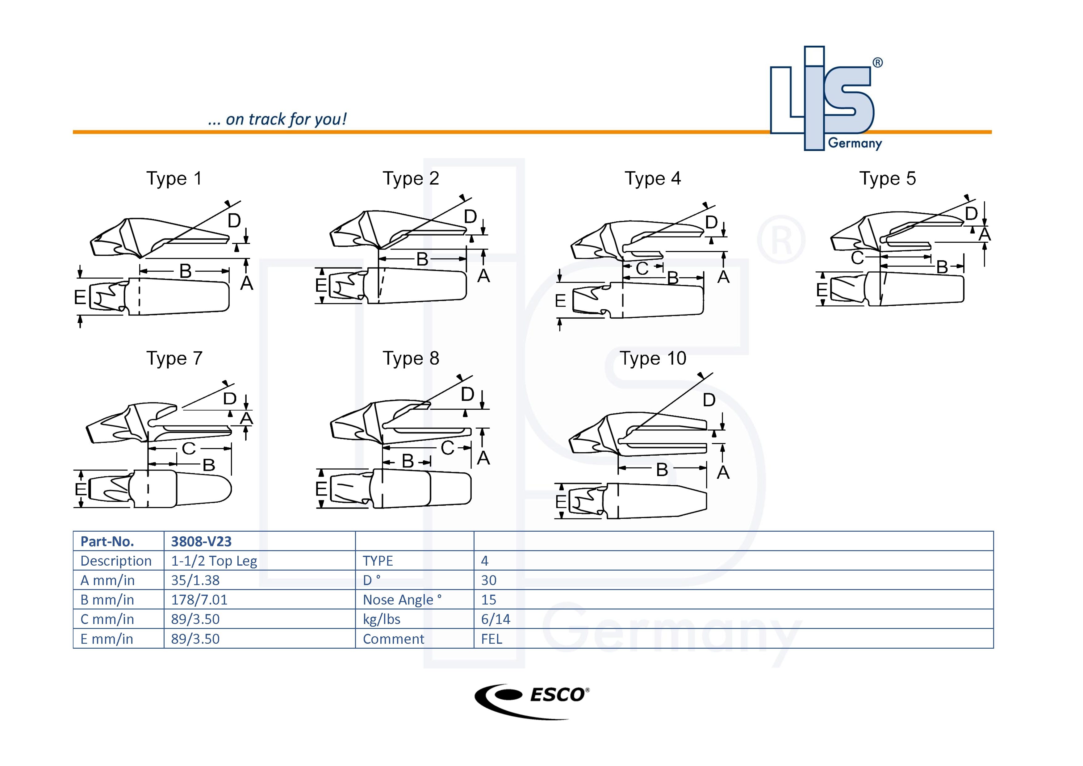 Esco orig. Super V Anschweiß-Adapter 3808-V23