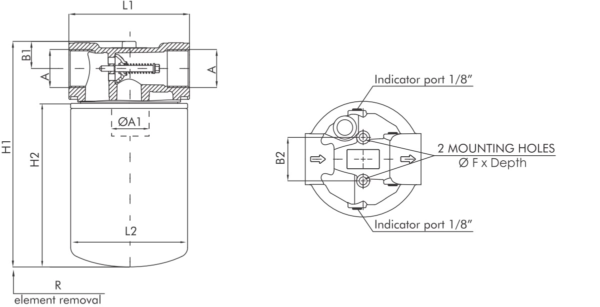 FILTREC FA121T60BB60R1 Leitungsfilter (Rücklauffilter)