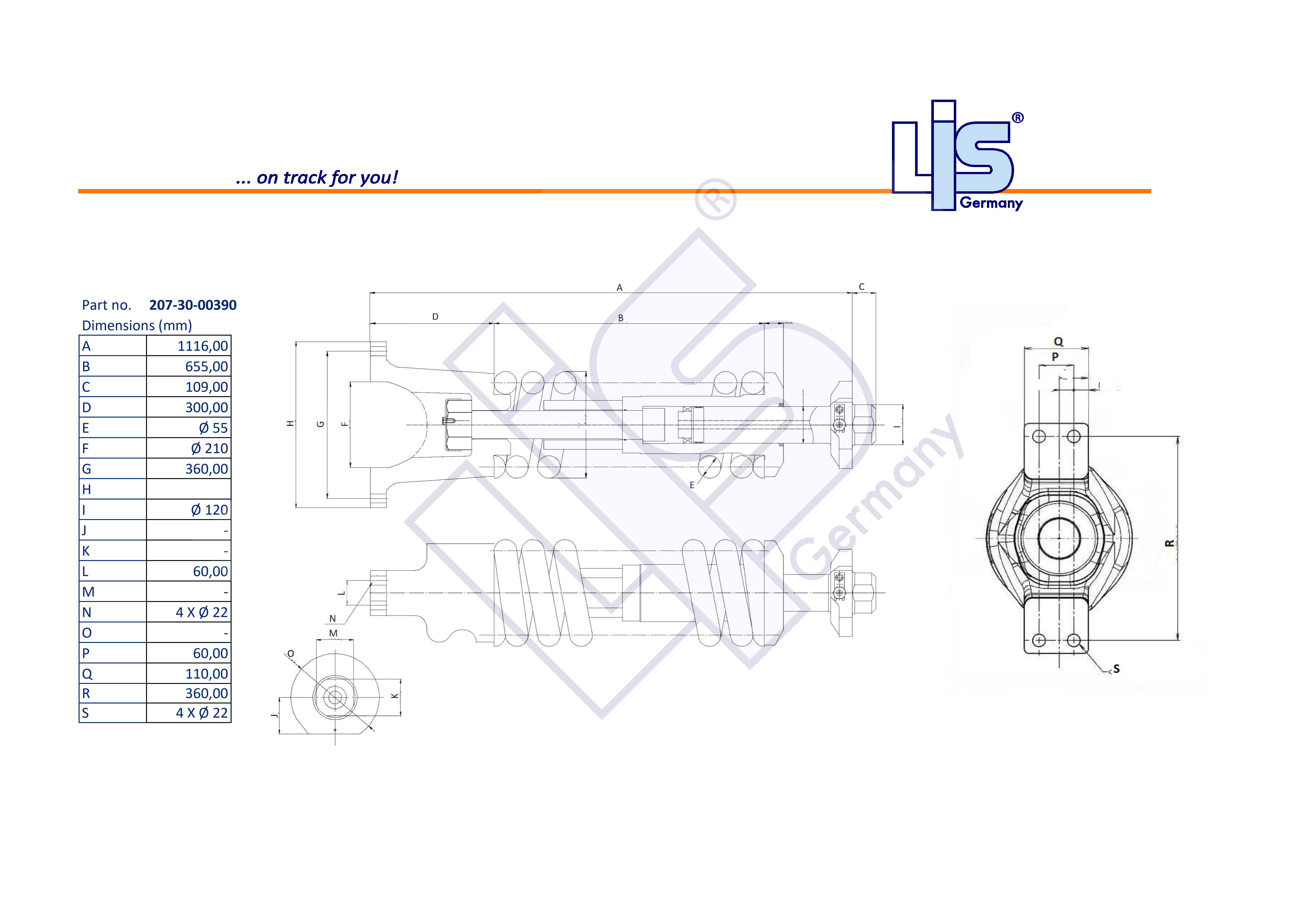 Technische Zeichnung einer Spanneinheit / eines Kettenspanners für das Laufwerk, Referenznummer 207-30-00390