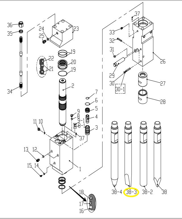Flachmeissel passend für LIS45
Hydraulikhammer