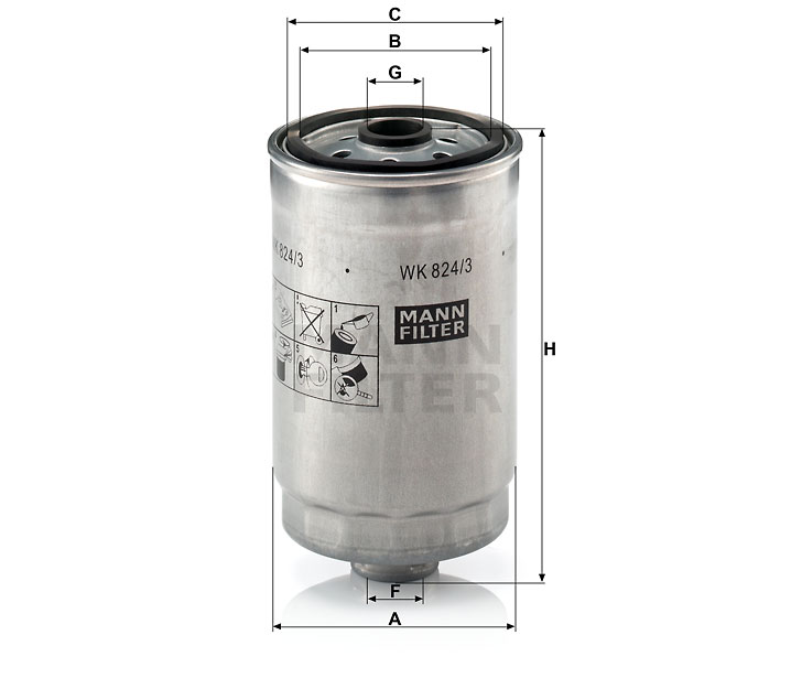 MANN-FILTER WK824/3 Kraftstoffwechselfilter