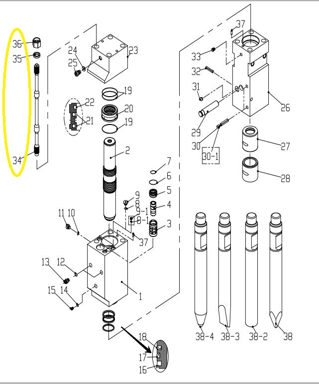 Durchgangsbolzen passend für LIS45
Hydraulikhammer