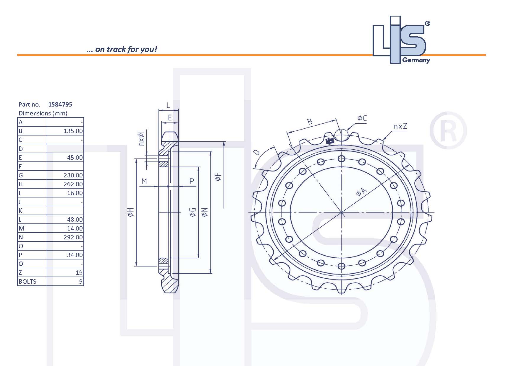 LIS® Sprocket T=19 1584795