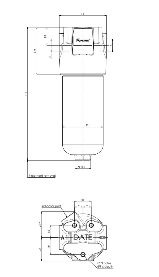 FILTREC FH323DHD75000B0M220T000S0 Leitungsfiltergehäuse (Druckfilter)
