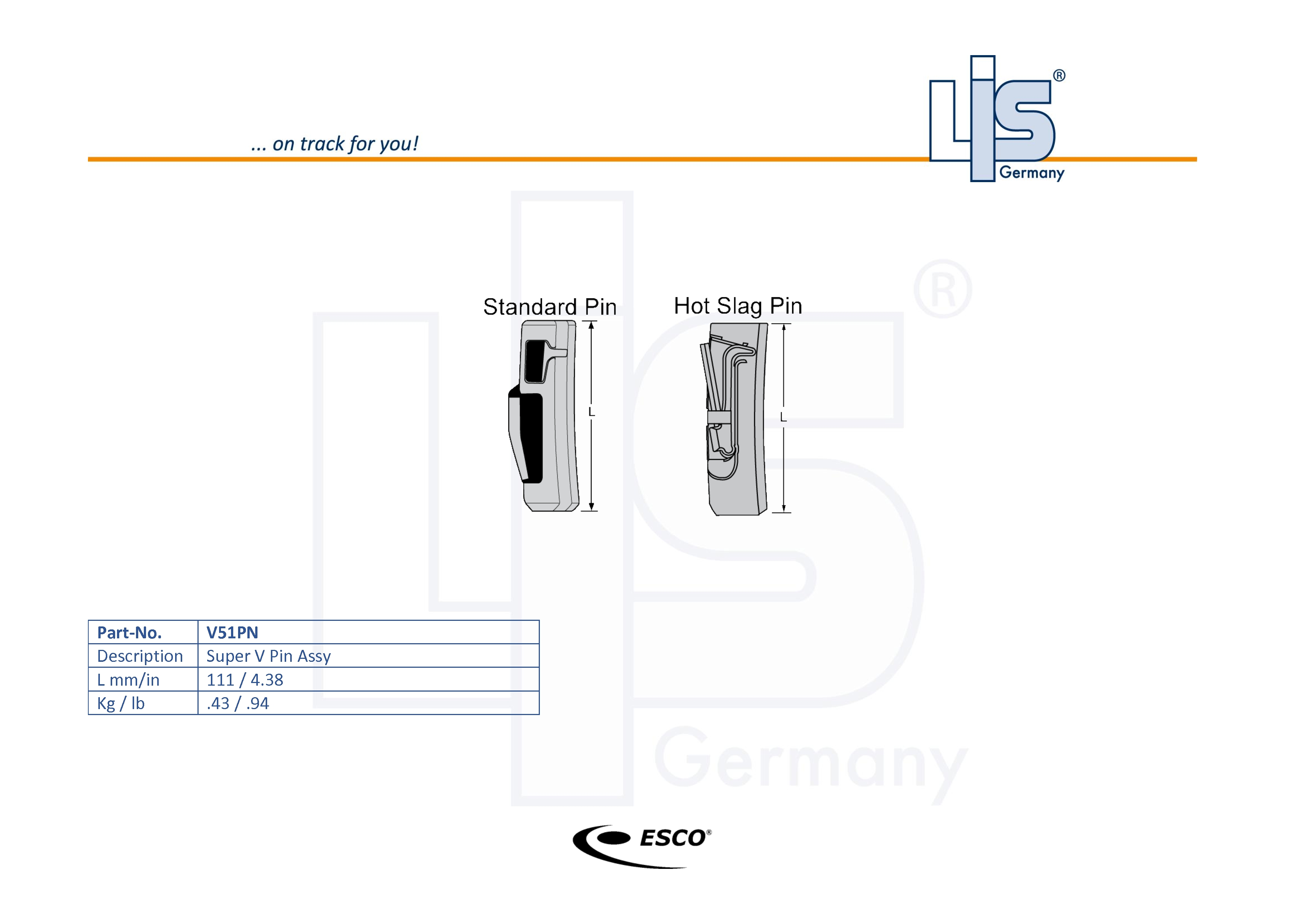 Esco orig. Super V Locking Pin V51PN