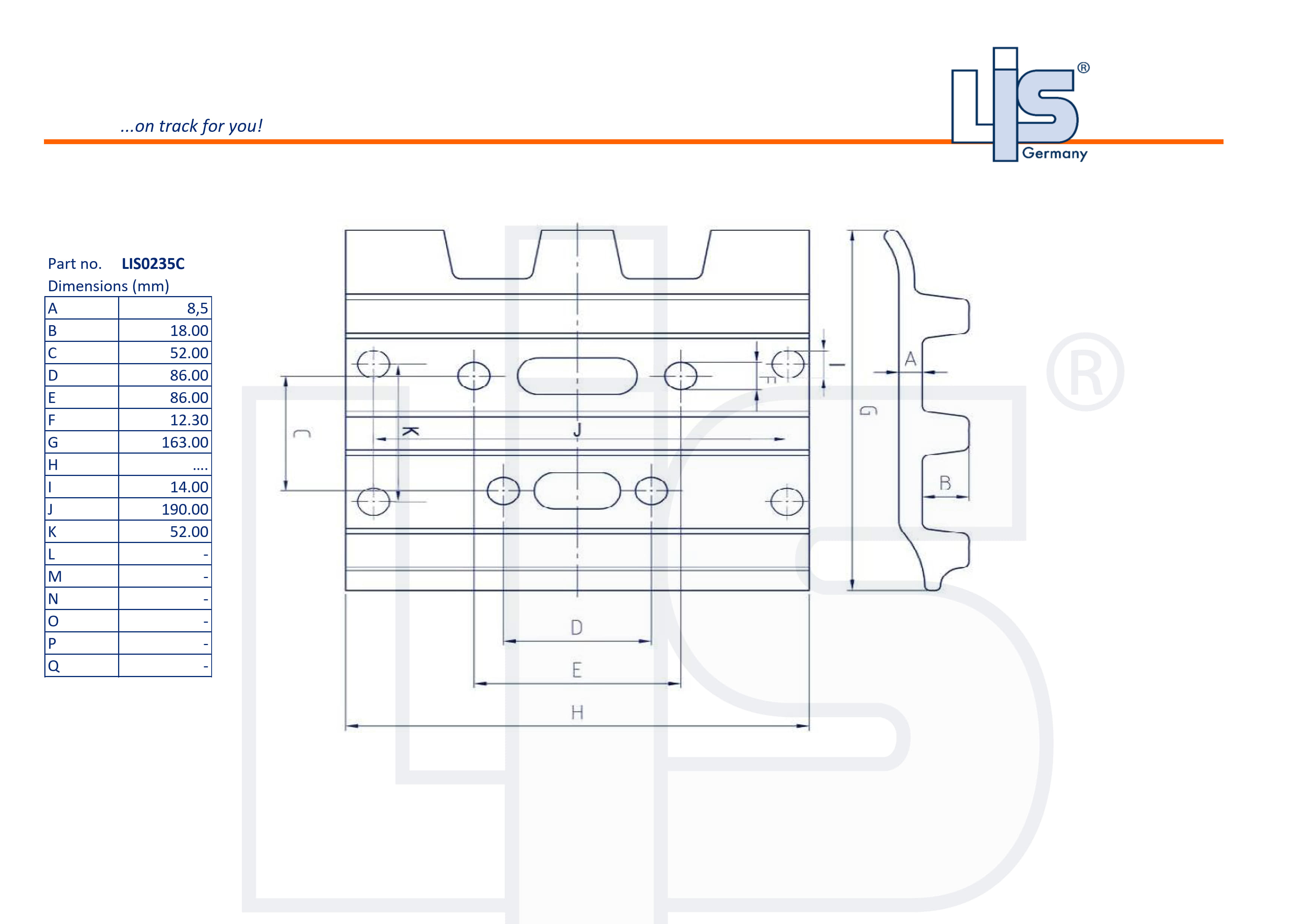 Triple Grouser Shoe 260/8,5 mm mit
Zusatzbohrungen für LIS Poly Pad W1