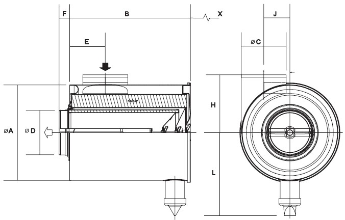 DONALDSON air filter G210010 (Cycloflow FTG)