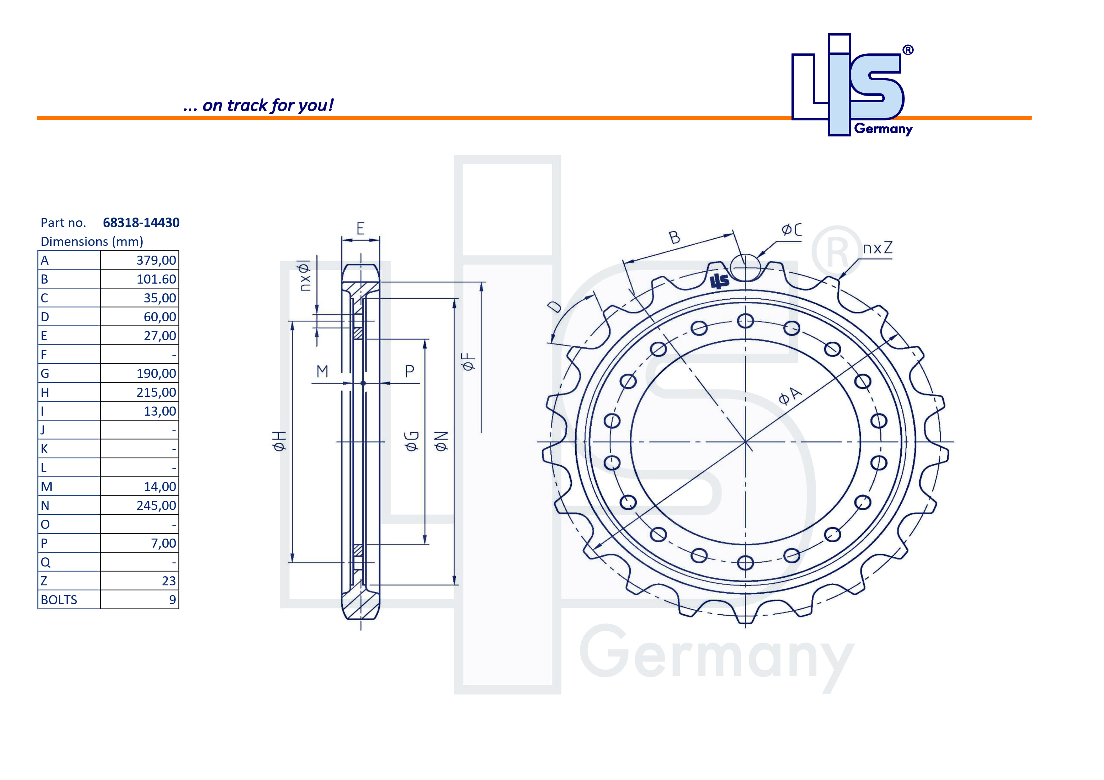 LIS® Sprocket T=23 68318-14430