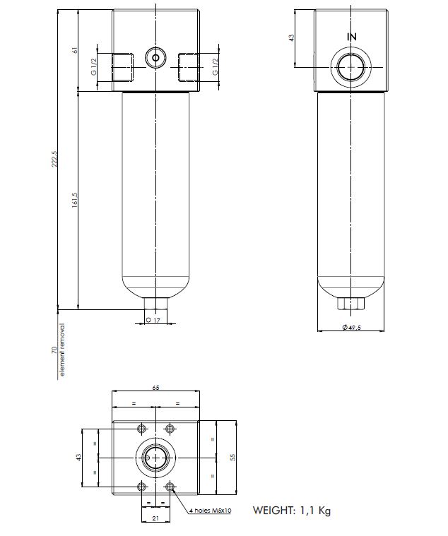 FILTREC FH250D108000BBB3DS000A0 Leitungsfiltergehäuse (Druckfilter)