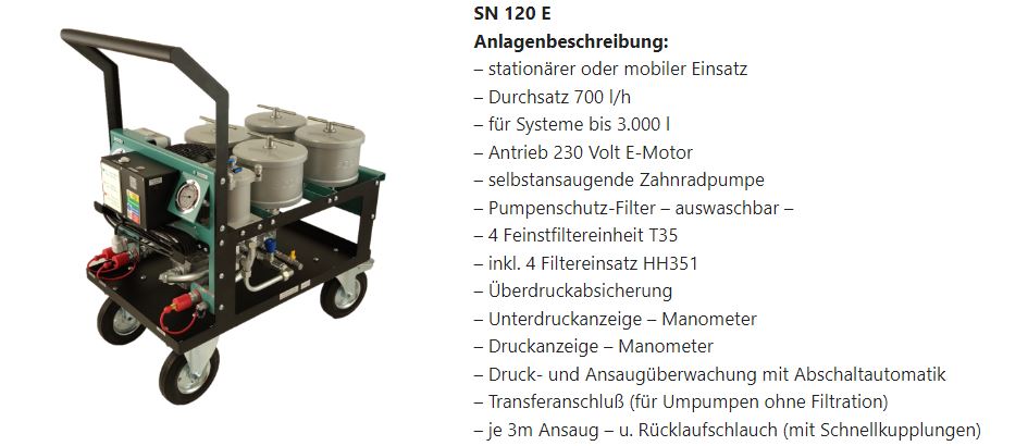 ECOFIL SN120-E Filteraggregat mobil