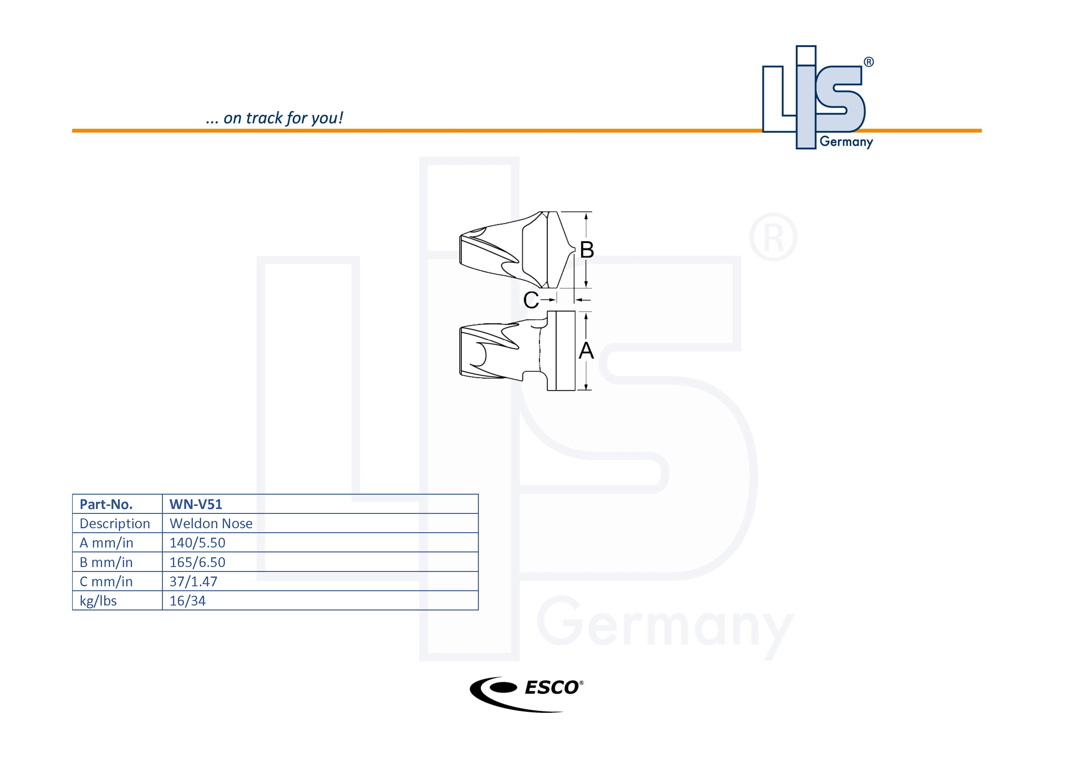 Esco orig. Super V Weld-on Nose WN-V51
