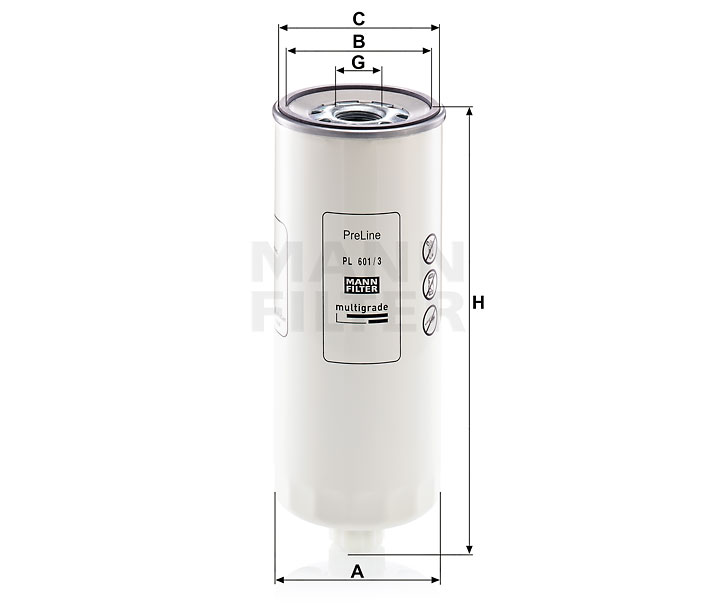 MANN-FILTER PL601/3 fuel filter spin-on (prefilter)