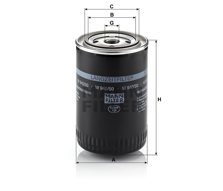 MANN-FILTER W940/50 oil filter (spin-on)