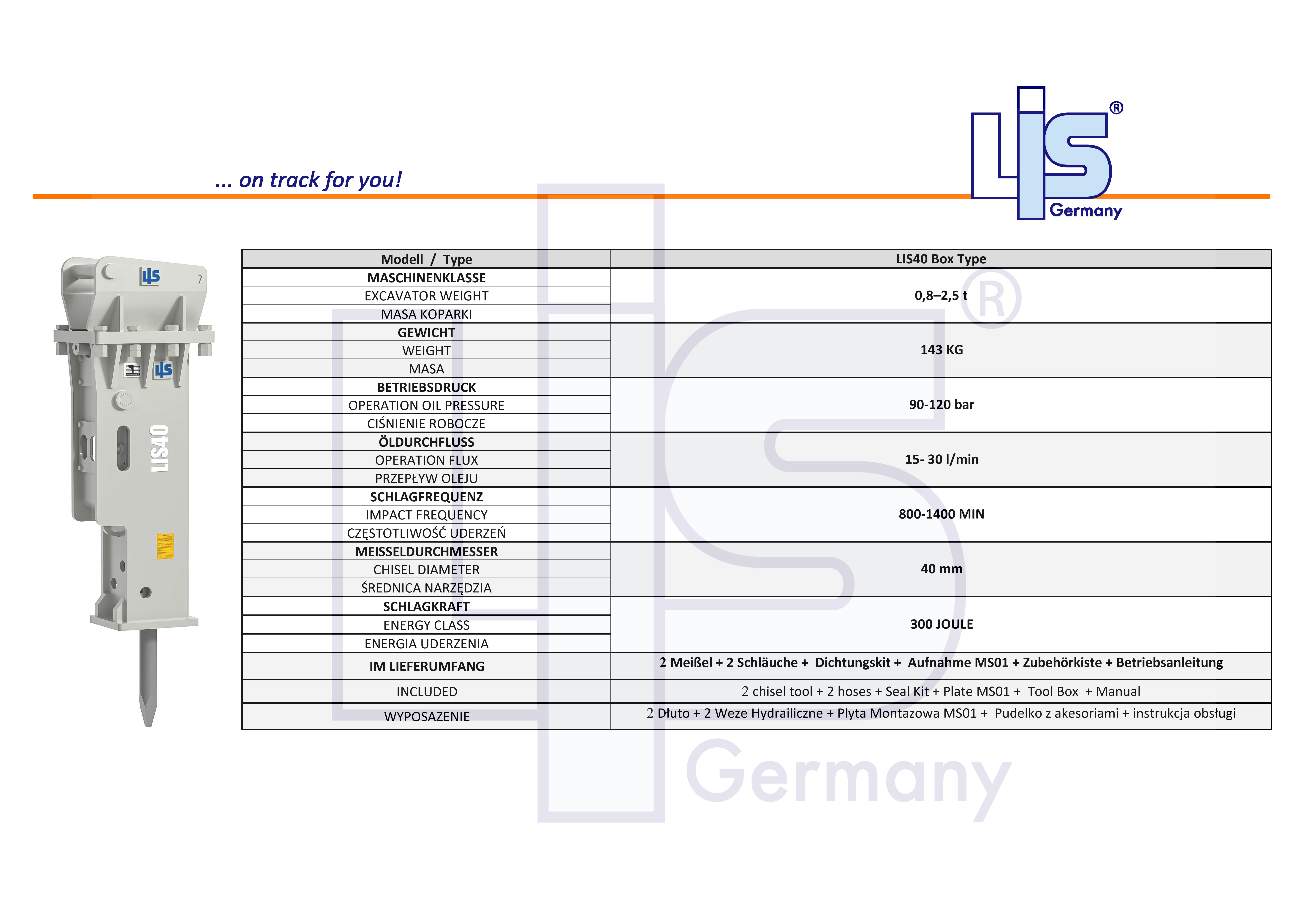 Hydraulic Hammer Excavator Weight 0,8t - 2,5
t WITHOUT