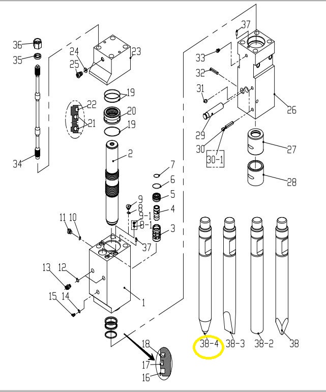 Spitzmeissel mit Runderspitze passend für
LIS40 Hydraulikhammer