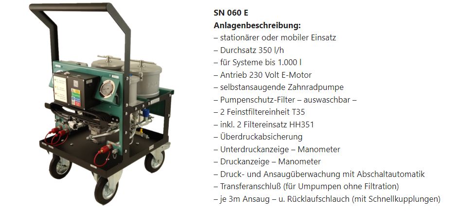 ECOFIL SN060-E Filteraggregat mobil