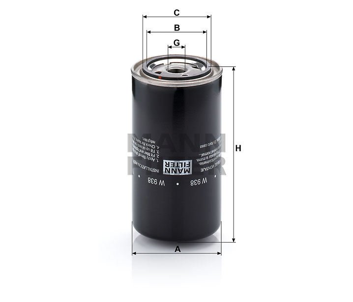 MANN-FILTER W938 oil filter (spin-on)