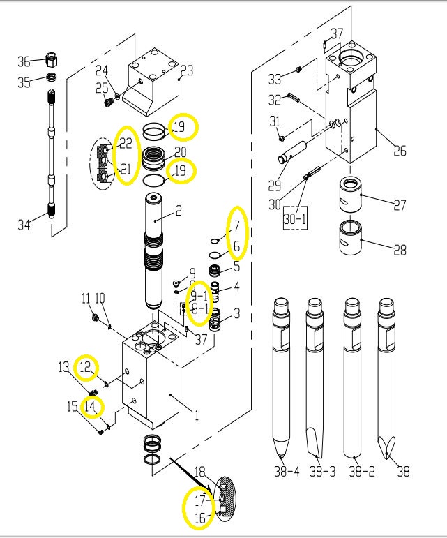 Dichtungssatz passend für LIS40
Hydraulikhammer