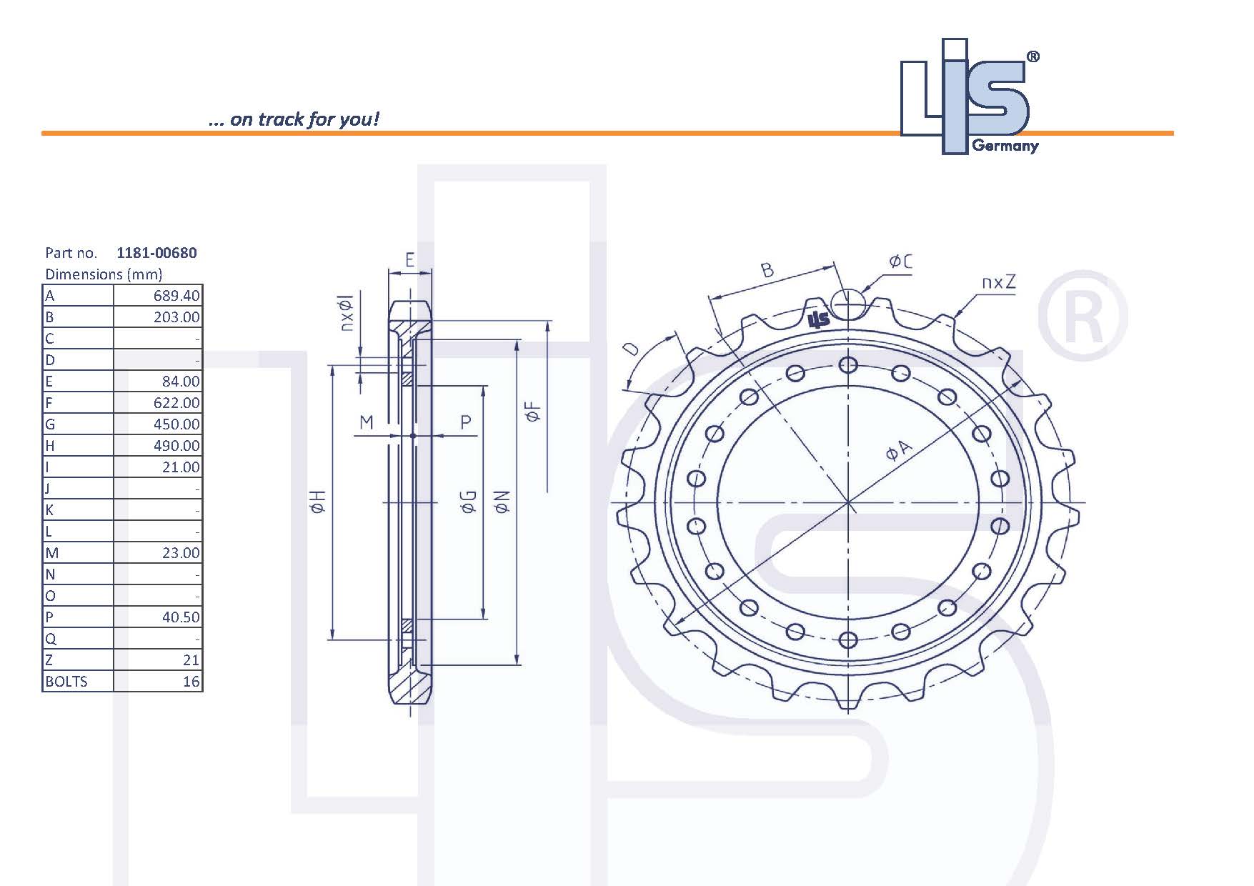 LIS® Sprocket SX1181-00680