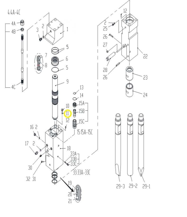 Plug suitable for LIS40,LIS68,LIS75 Hydraulic
breaker