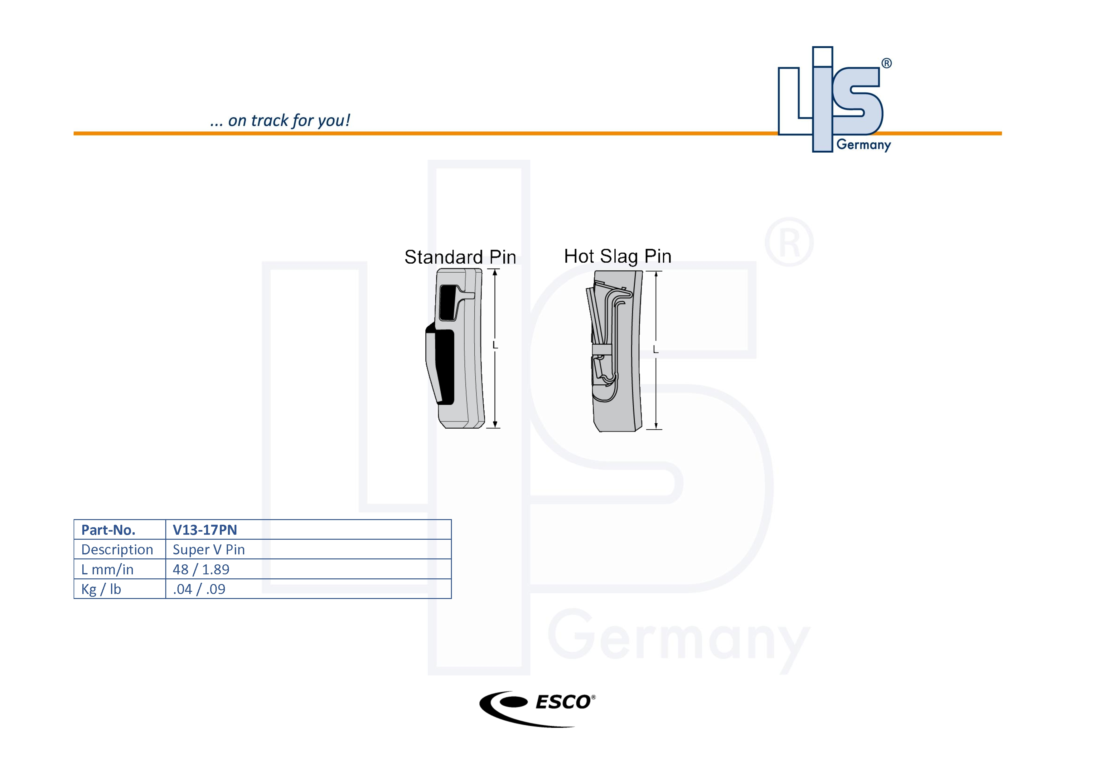 Esco orig. Super V Locking Pin V13-17PN
