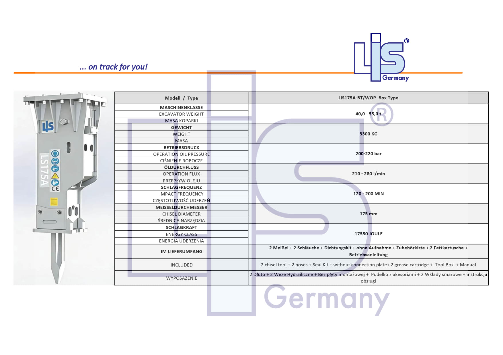 LIS® Hydraulikhammer für Bagger 40 - 55 t |
Ohne Aufnahme