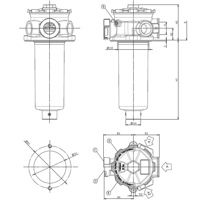 FR62R104000BB4001B000 Leitungsfiltergehäuse (Rücklauffilter)