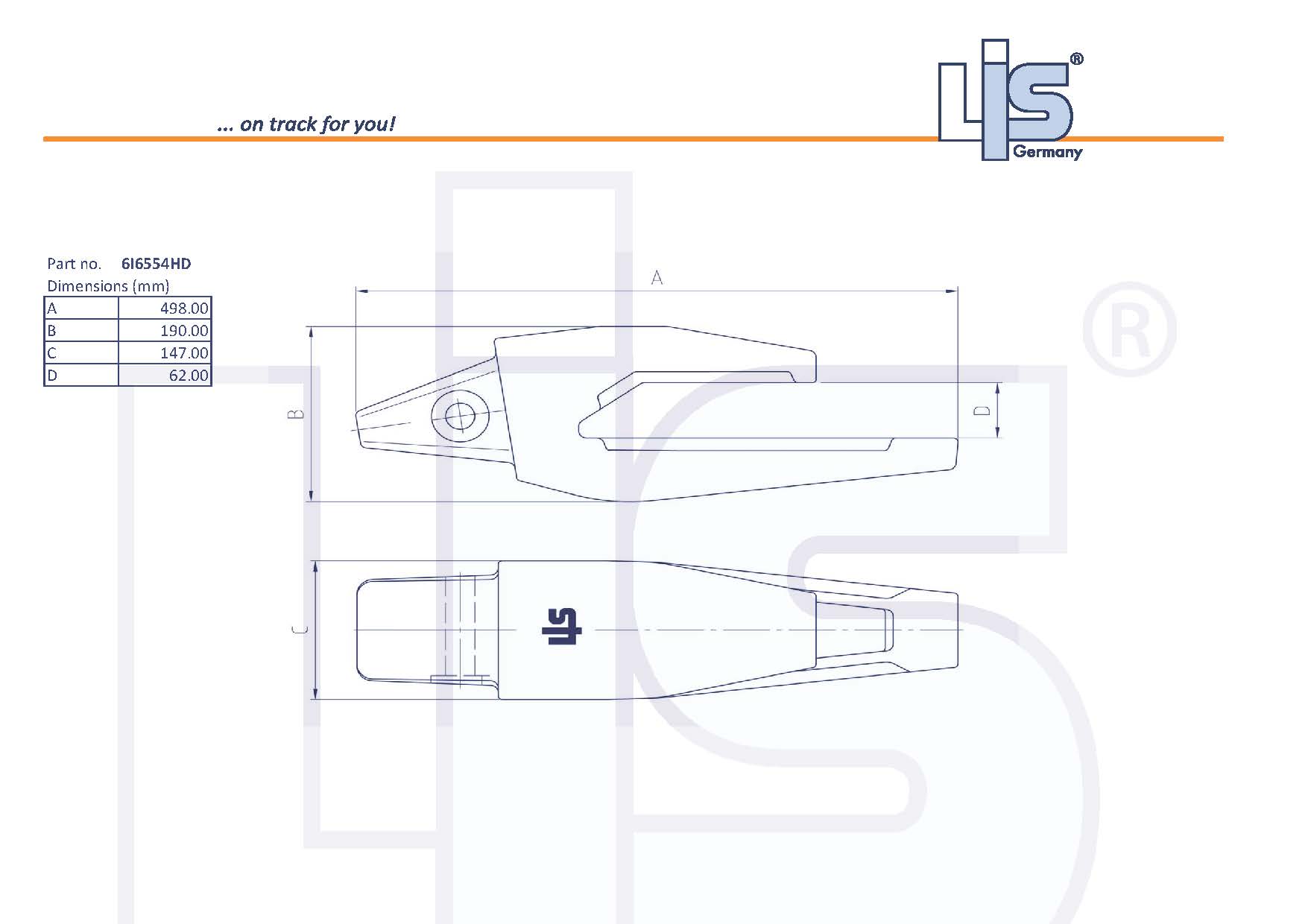 LIS® Zahnadapter (Doppelsteg) 6I6554HD |
Für CAT® J550 Zahnsystem