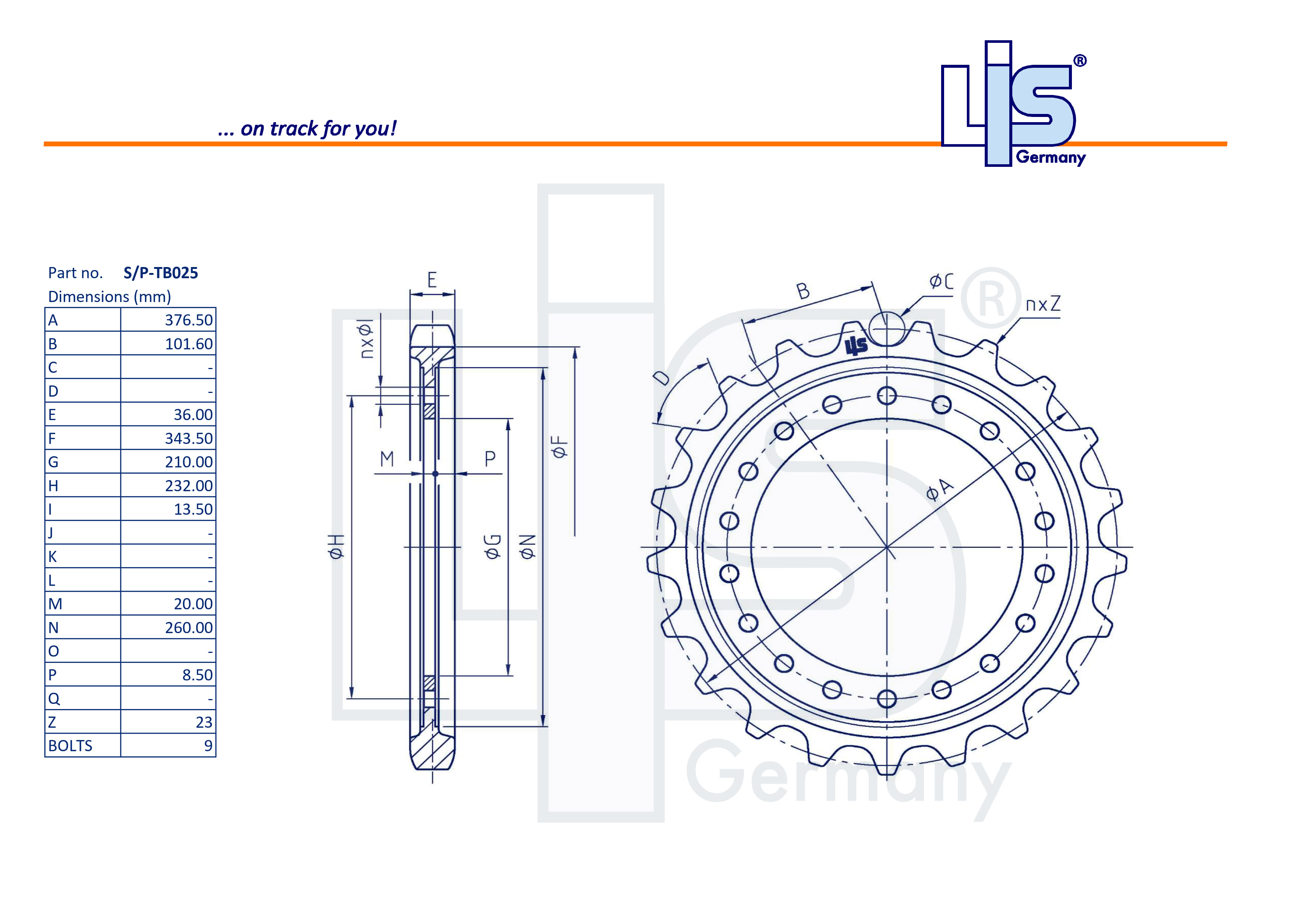 LIS® Sprocket T=23 for TB025