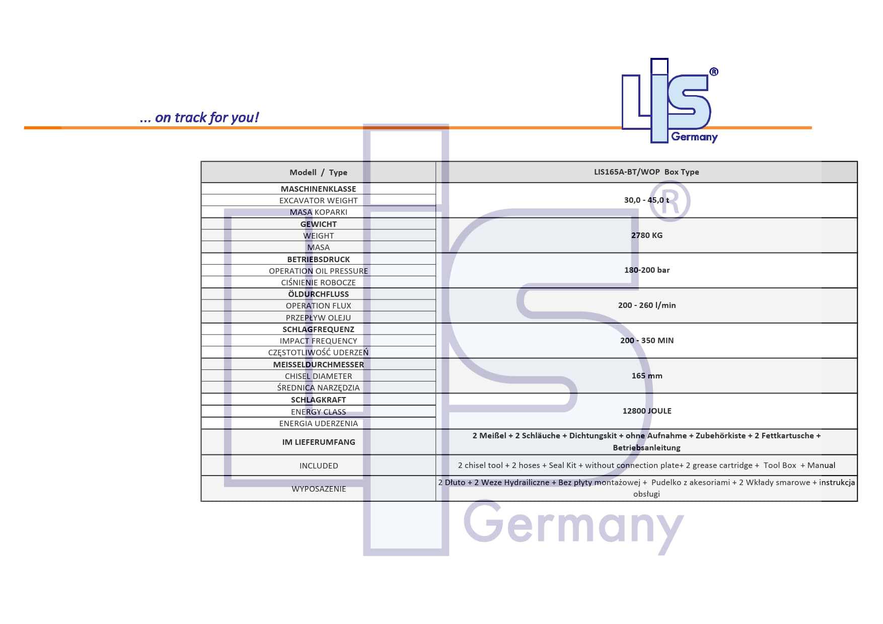 LIS® Hydraulikhammer für Bagger 30 - 45 t |
Ohne Aufnahme