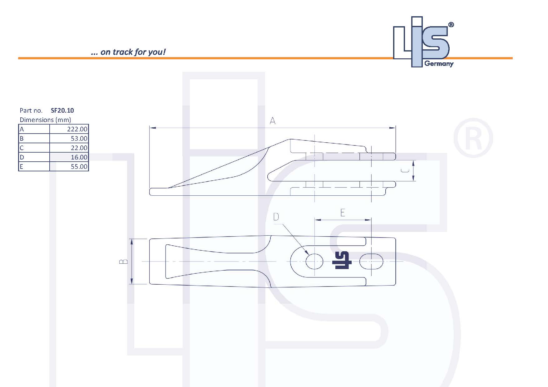 LIS® Gabelzahn (Anschraubzahn) 55mm
Lochabstand