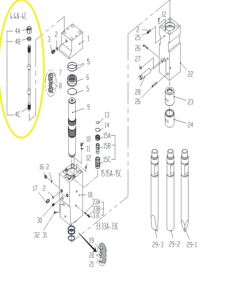 Durchgangsbolzen passend für ns75,lis75
Hydraulikhammer