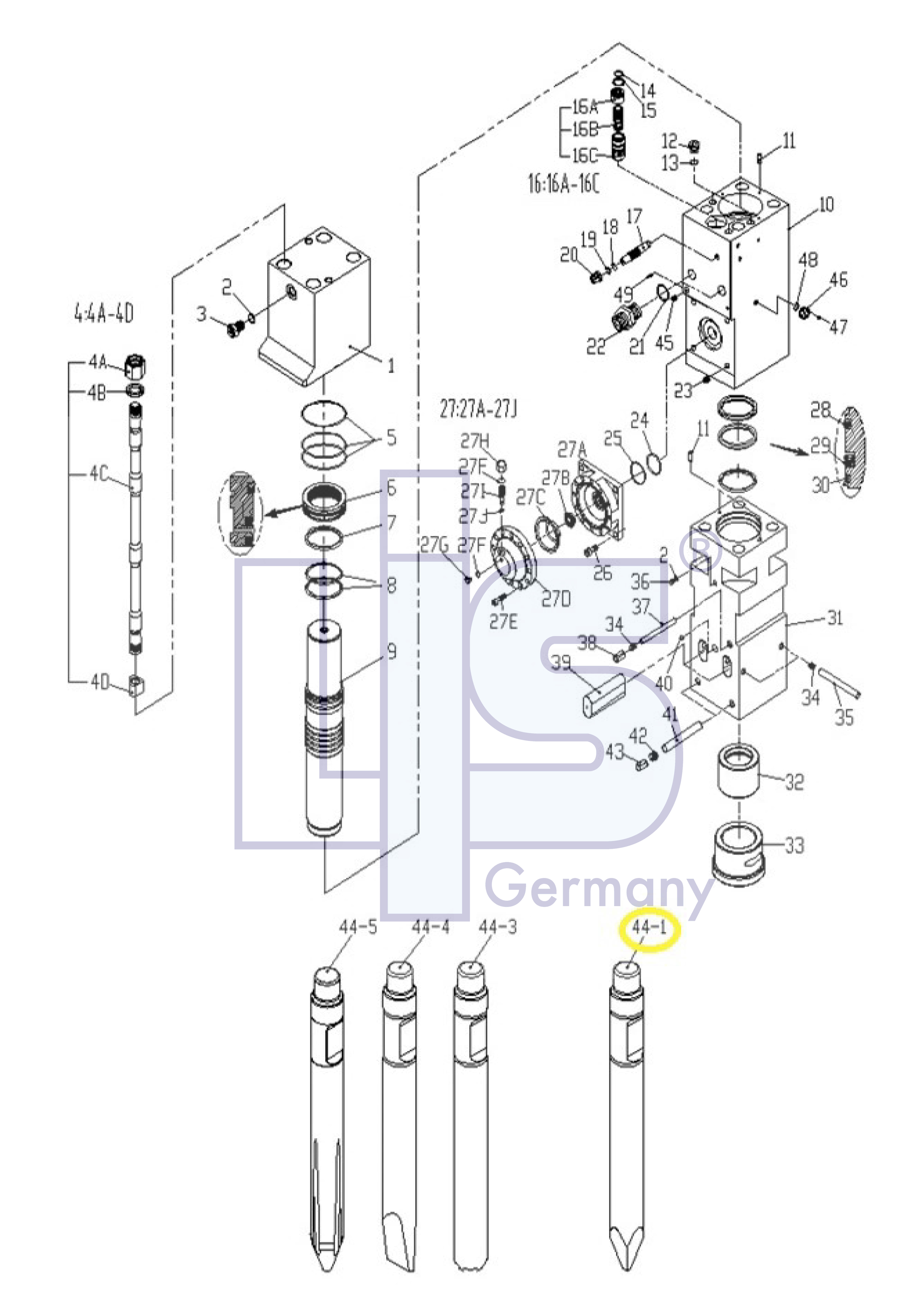 Chisel moil Point suitable for LIS165 hydraulic
breaker