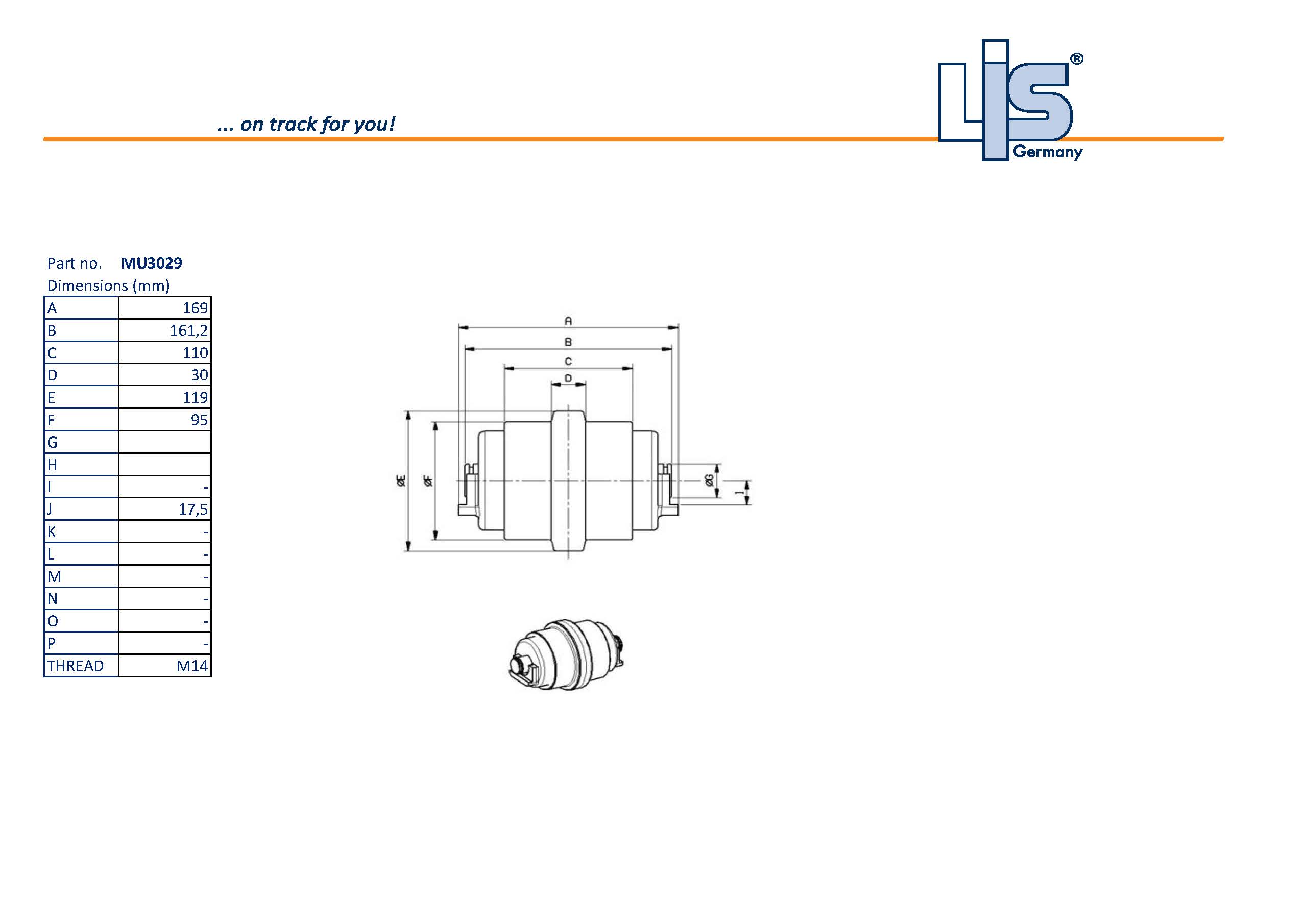 TRACKROLLER B01,  BOLTS: M14 (alternative M16 -> 2668793)