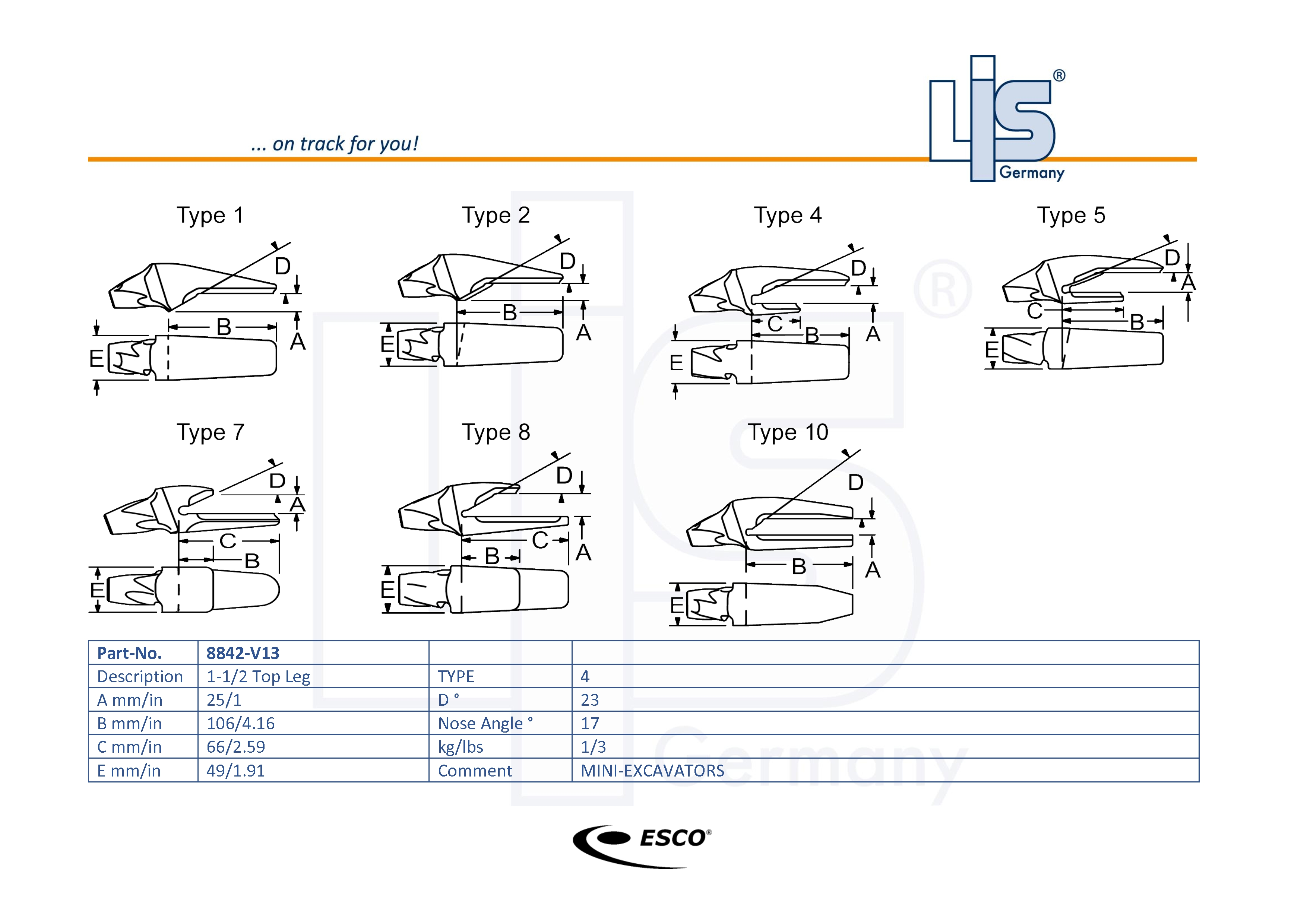 Esco orig. Super V Weld-on Adapter 8842-V13
