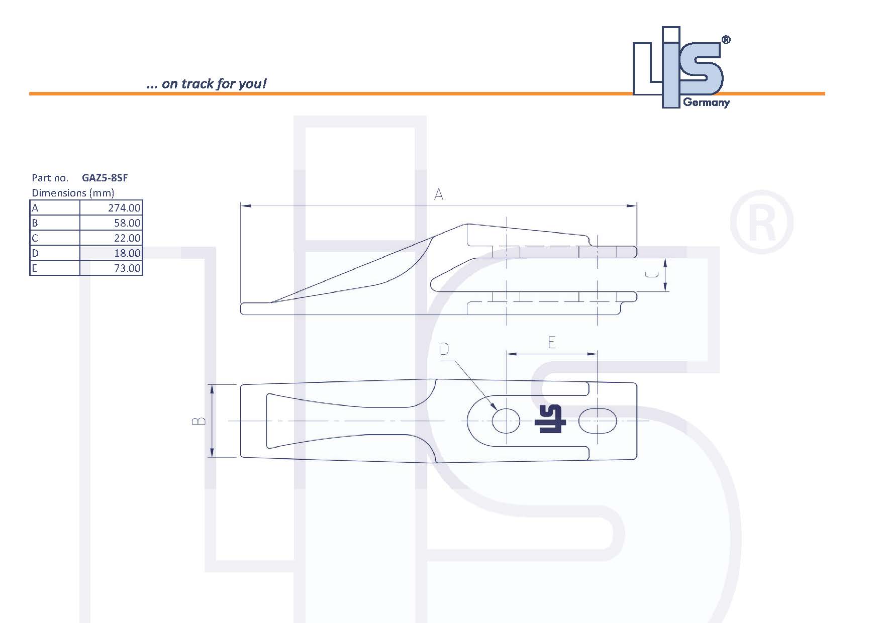 LIS® Gabelzahn (Anschraubzahn) 73mm
Lochabstand
