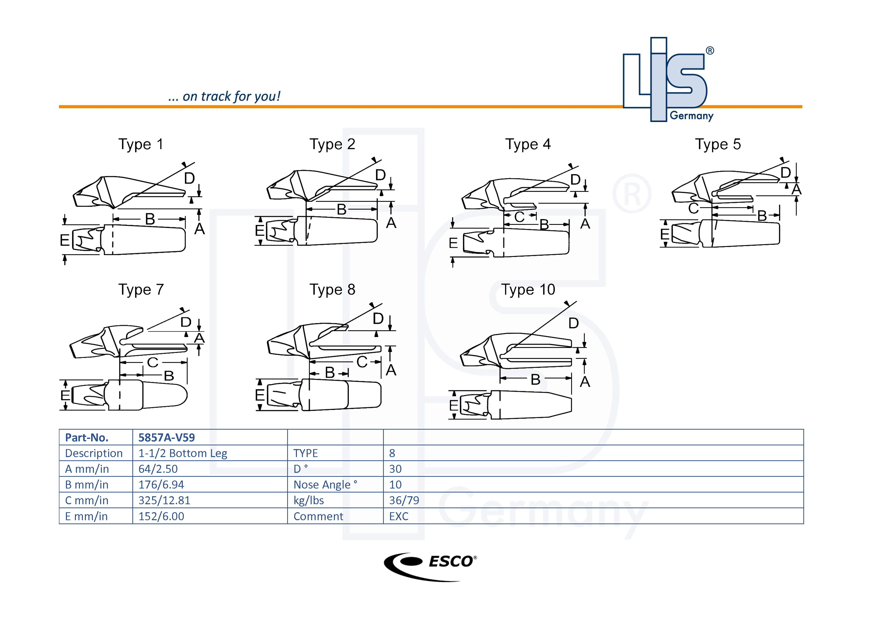 Esco orig. Super V Weld-on Adapter 5857A-V59