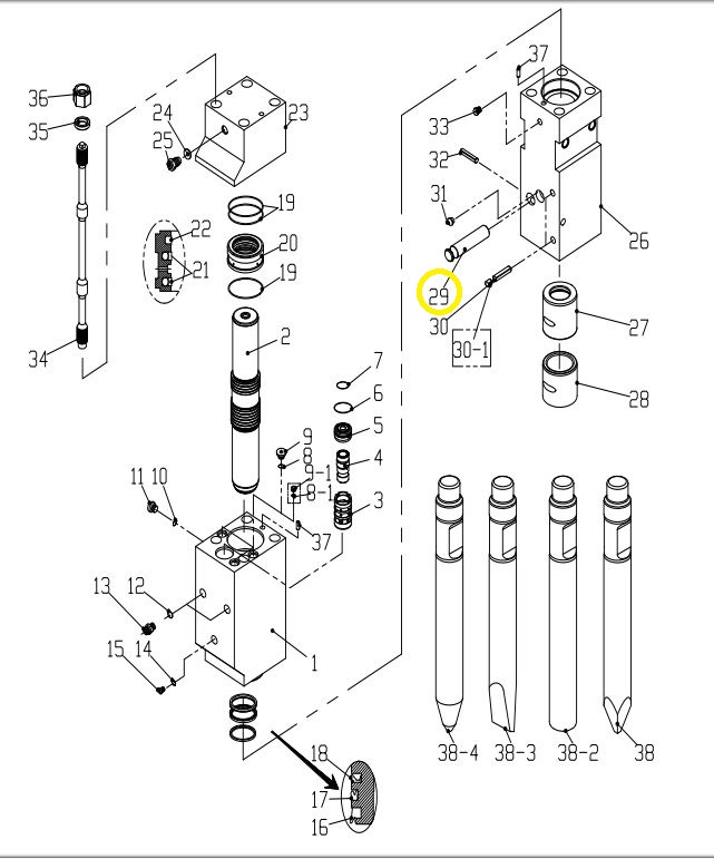 Rod Pin suitable for LIS53 Hydraulic breaker