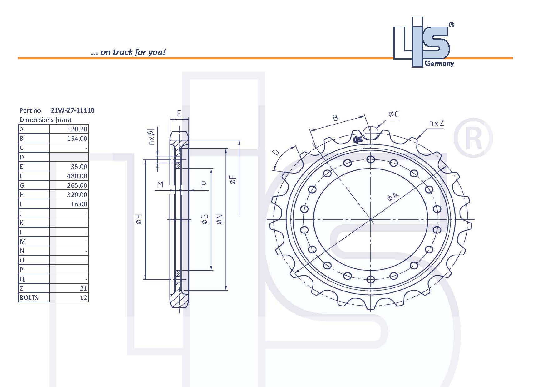 LIS® Sprocket T=21 21W-27-11110