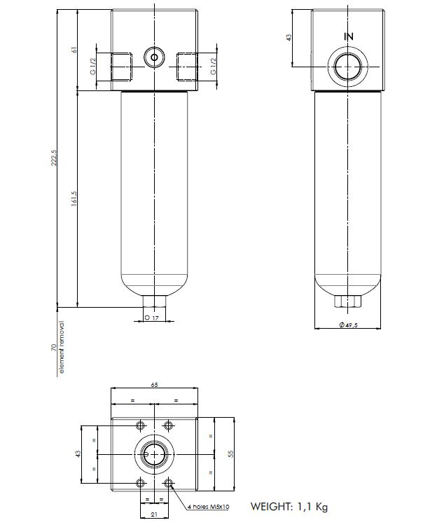 FILTREC FH250D108000BBB3D0S000A0 Leitungsfiltergehäuse (Druckfilter)
