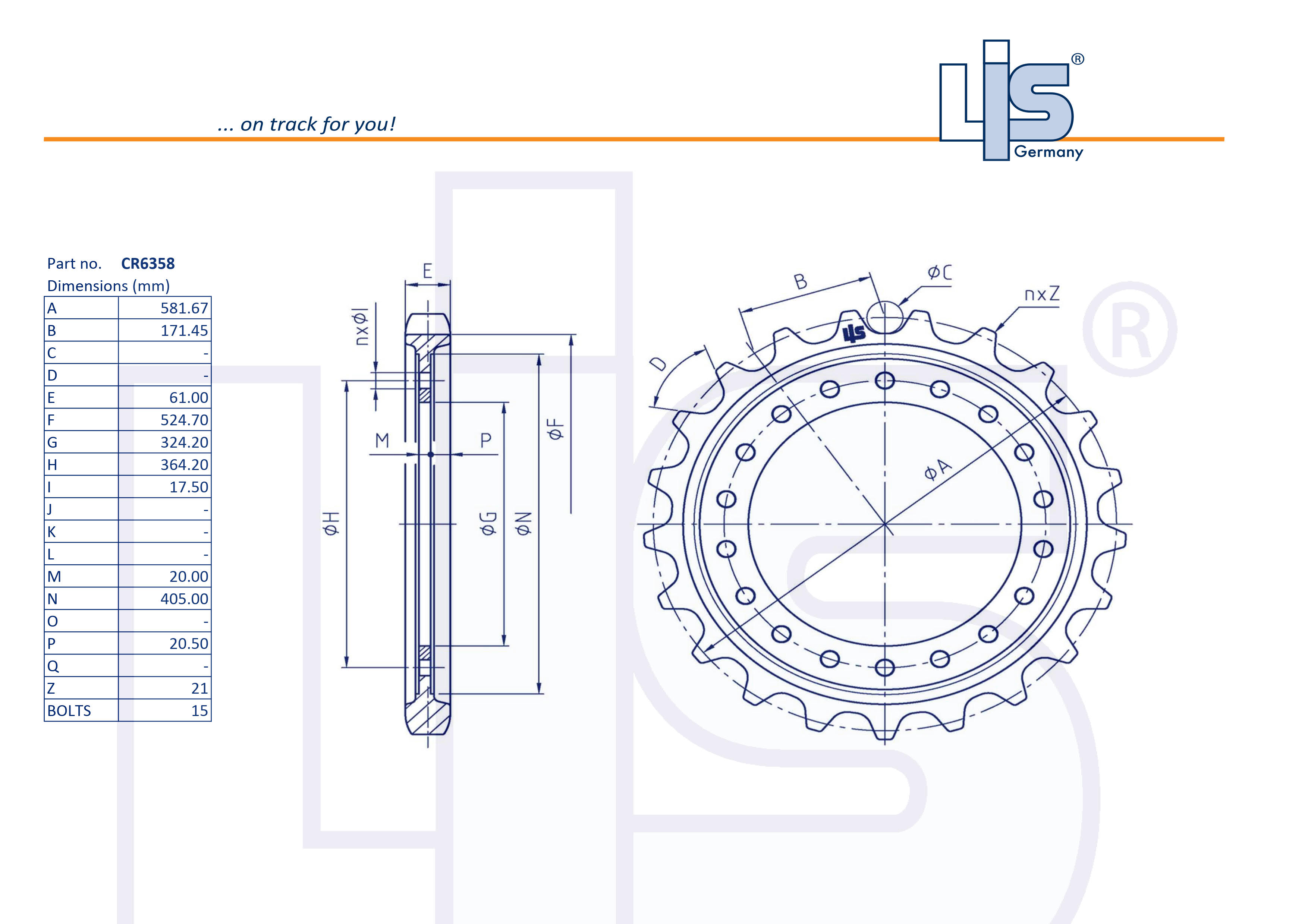 SPROCKET T=21 BOLTS=15