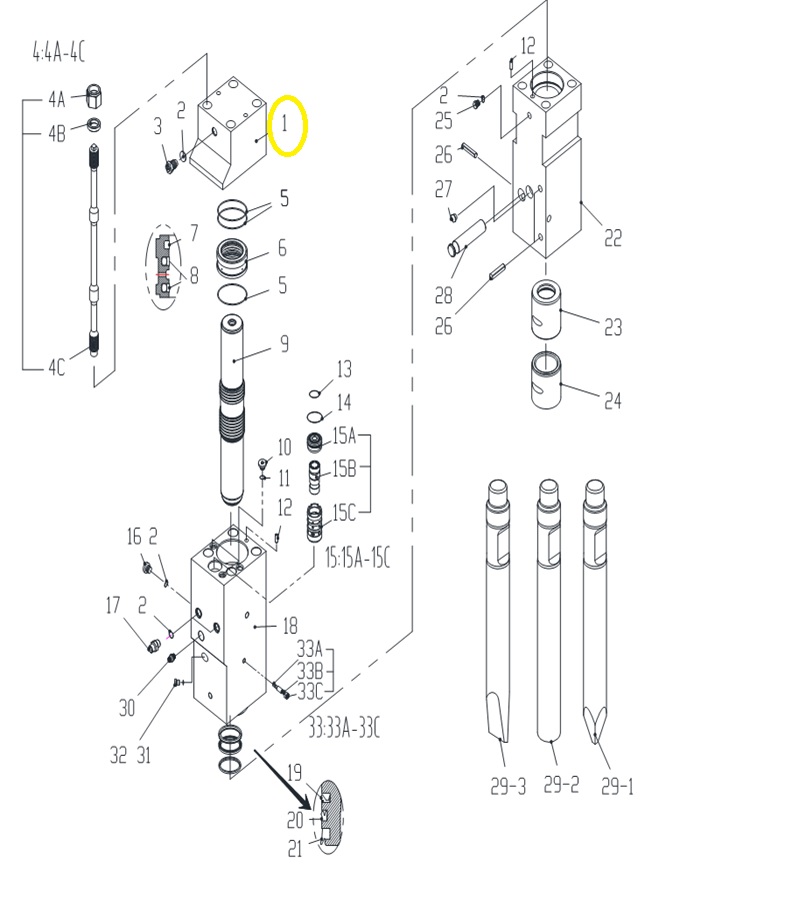 Hinterkopf passend für NS75,LIS75
Hydraulikhammer