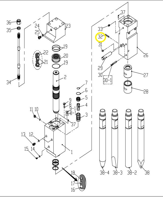 Bolzen passend für LIS68 Hydraulkhammer