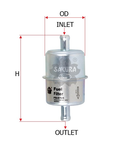 SAKURA FS-5701 Kraftstoff-Leitungsfilter Inline